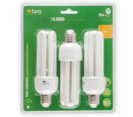 Blister 3 ampoules de faible puissance 3U 20W 2700K E27 15000h