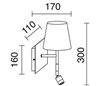 Applique avec lecteur LED E27+led 3W chrome 