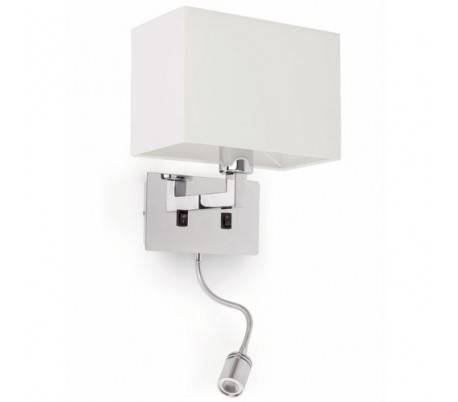 Lampe LED E27 de lecture murale en métal léger et toile blanche - Sinki