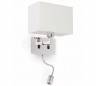 Lampe LED E27 de lecture murale en métal léger et toile blanche - Sinki