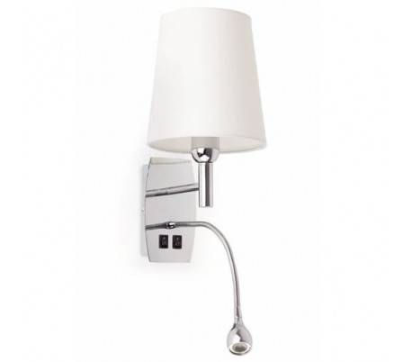 E27 LED lampe de lecture Applique murale en métal et de toile blanche - Kefren