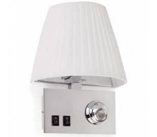 E14 LED lampe de lecture Applique murale en métal et de toile blanche - Khaba