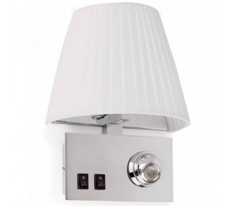 E14 LED lampe de lecture Applique murale en métal et de toile blanche - Khaba