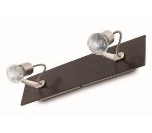 Applique 2 halogènes GU10 50W wengué + nickel mat - Polux-2