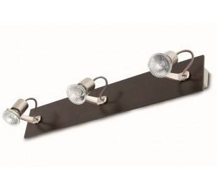 Applique 3 spots GU10 50W wengué + nickel mat - Polux-3