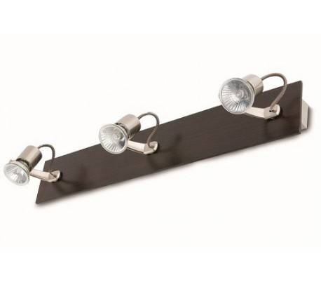 Applique 3 spots GU10 50W wengué + nickel mat - Polux-3