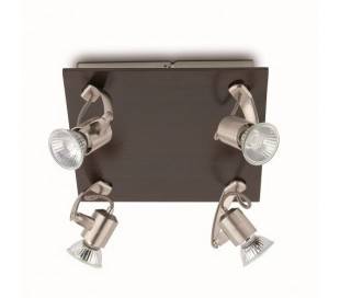 4 spots au plafond GU10 50W + brun mat nickel - Polux-4