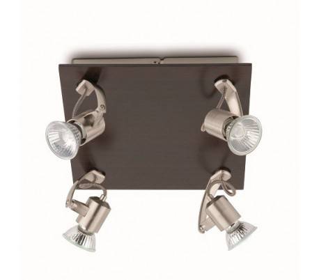 4 spots au plafond GU10 50W + brun mat nickel - Polux-4