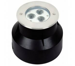Lampe LED encastré jardin extérieur en acier inoxydable nickel mat - ARAL
