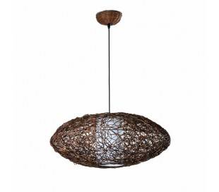 Nest, lampe suspension, en métal et rotin , marron,E27