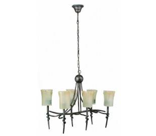 Torino, lampe suspension,. 6 lumières, métal et verre ,G9 marron