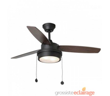 Ventilateur de plafond Faro Komodo Ø1320Mm Noir 3 Lames Led 2Xe14 