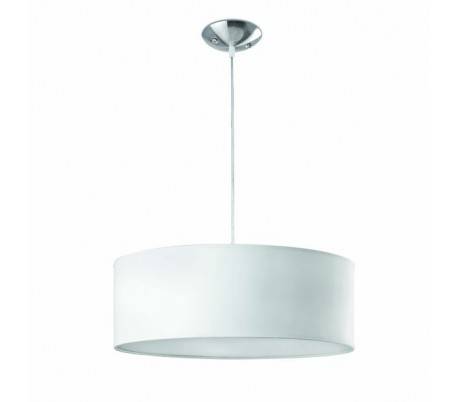 Seven, lampe suspension, 50 cms., PVC blanc textil E27