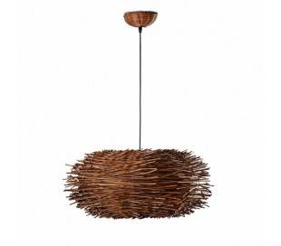 Nido, lampe suspension, de fer et rotin, marronE27