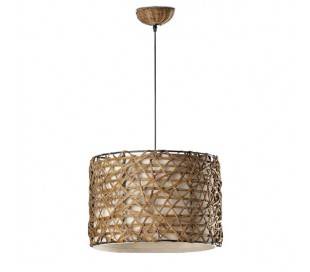 Mirlo, lampe suspension, de fer et rotin , marron E27
