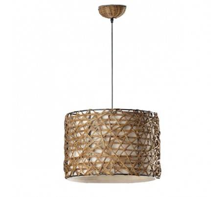 Mirlo, lampe suspension, de fer et rotin , marron E27