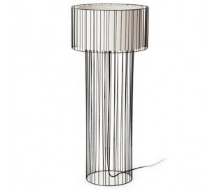 Linda, lampe de pied, Textil en noir E27 