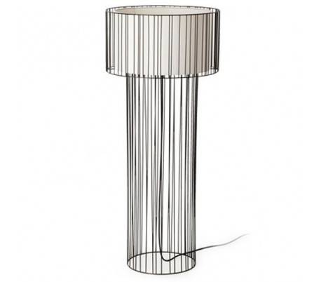 Linda, lampe de pied, Textil en noir E27 